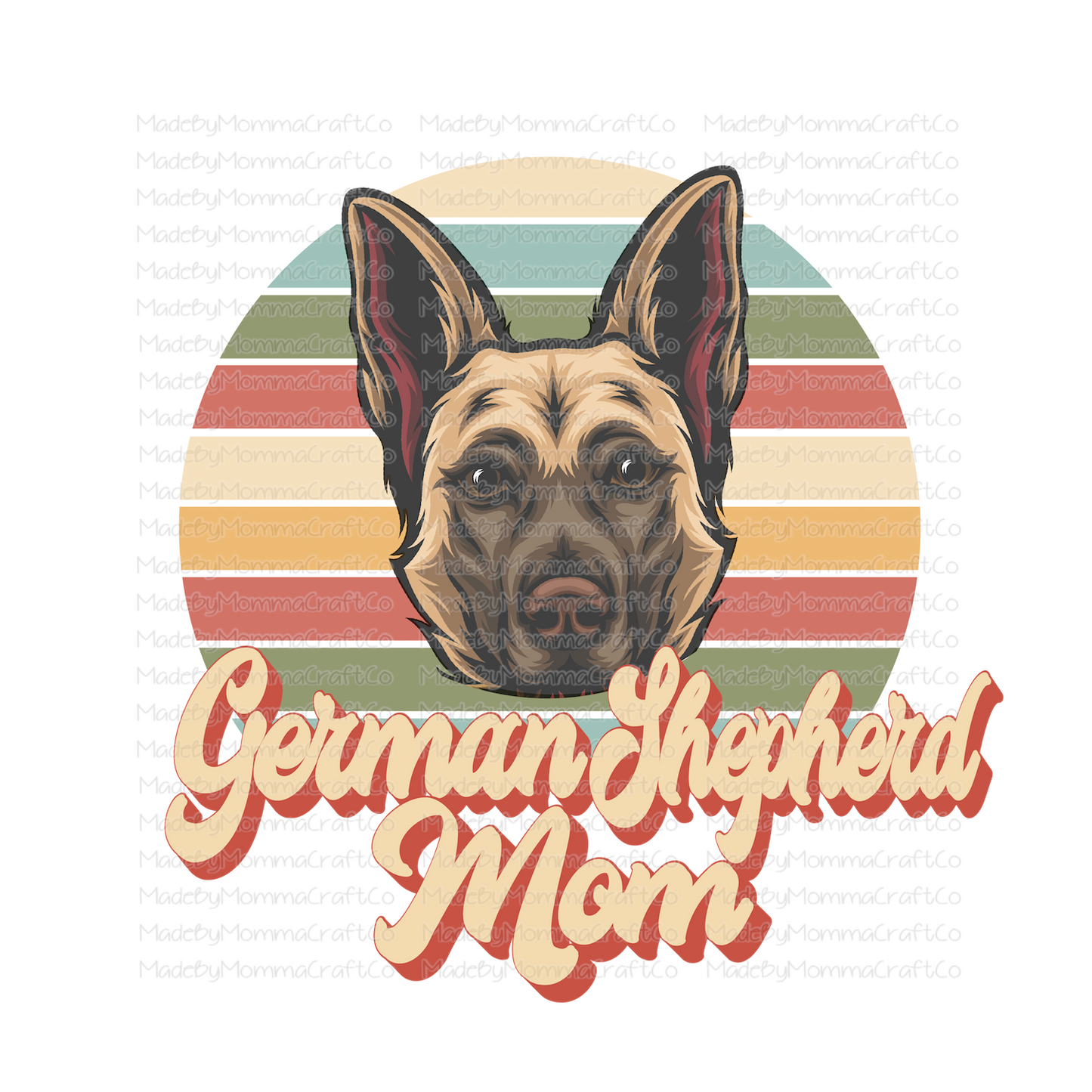 German Shepherd Dog Mom Retro - Cheat Clear Waterslide™ or White Cast Sticker