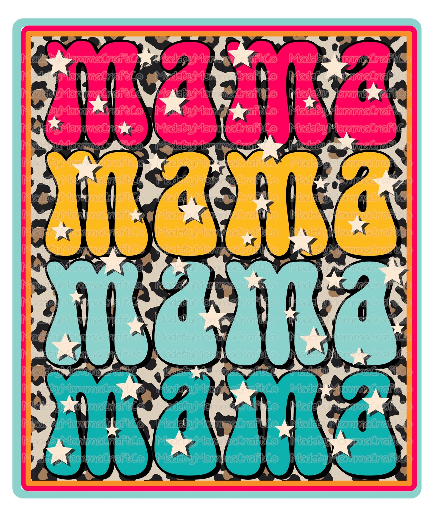 Retro Mama Stacked Leopard - Cheat Clear Waterslide™ or White Cast Sticker