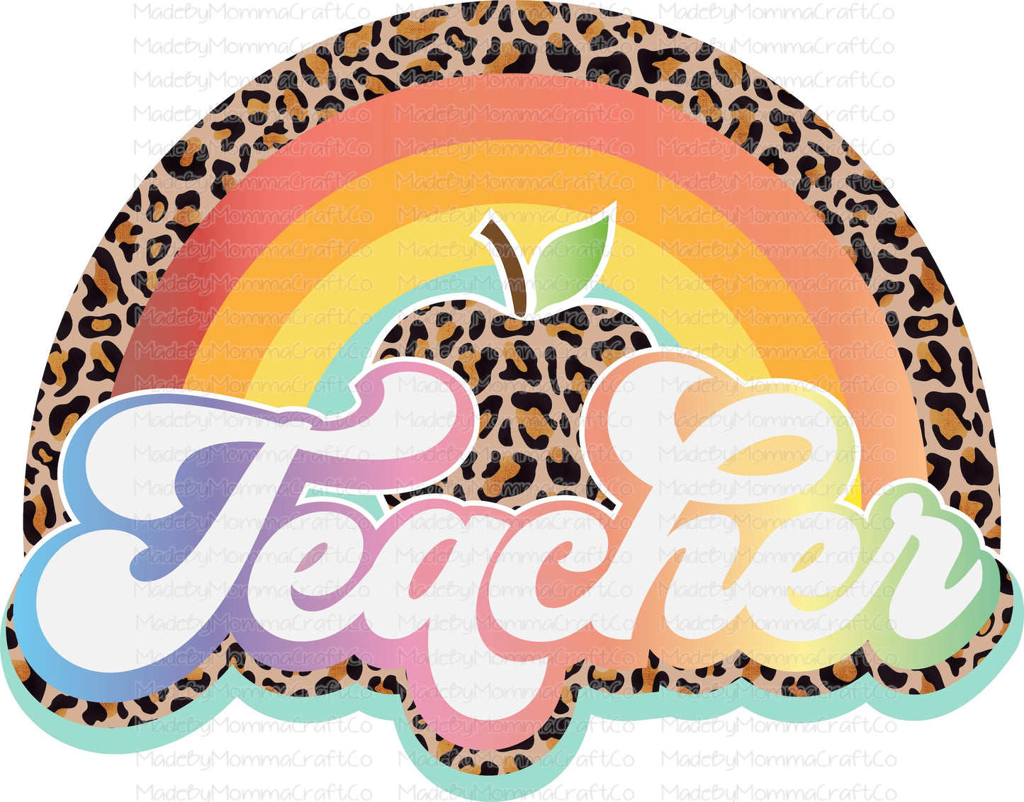 Retro Teacher Rainbow Leopard - Cheat Clear Waterslide™ or White Cast Sticker