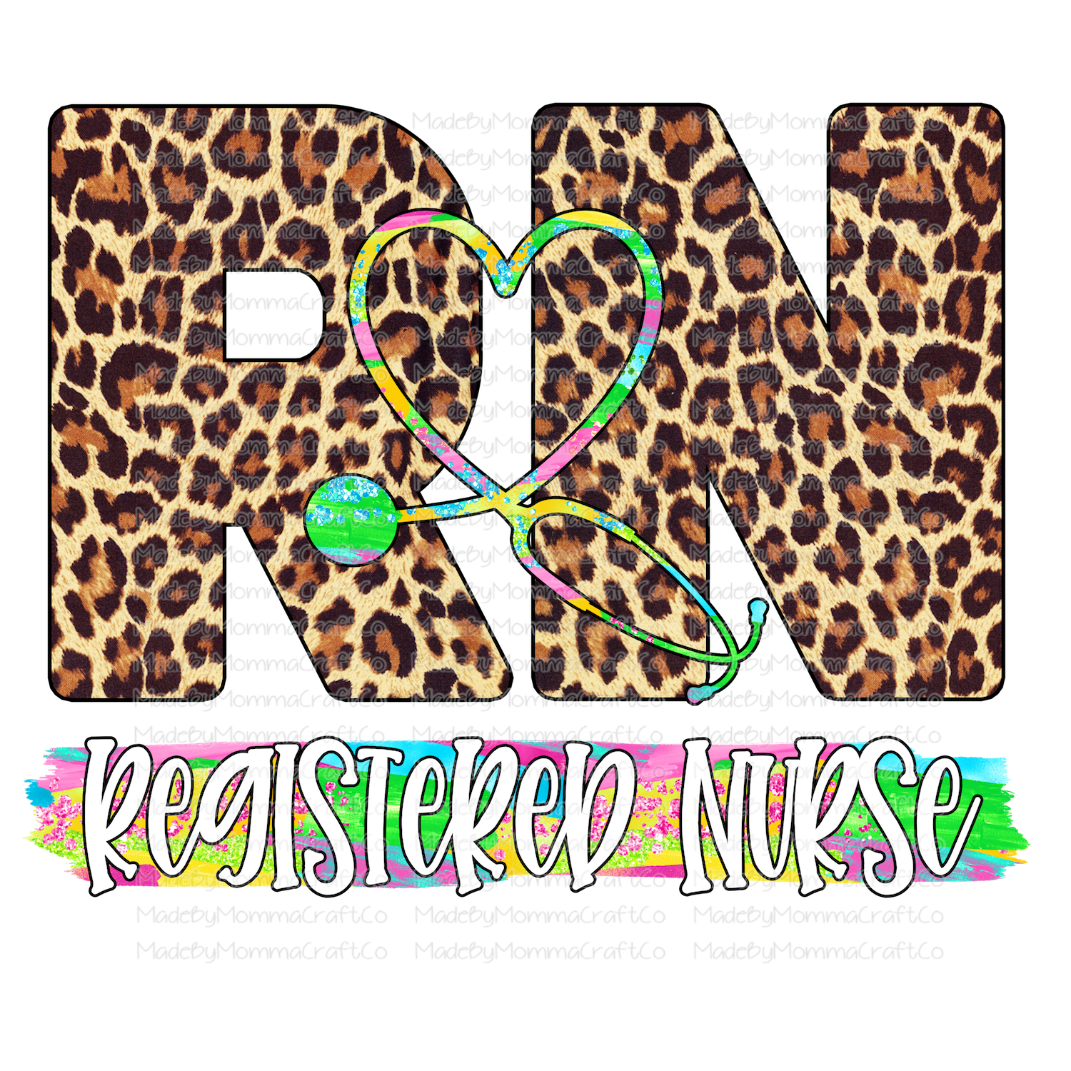 Registered Nurse RN Leopard Colorful - Cheat Clear Waterslide™ or White Cast Sticker