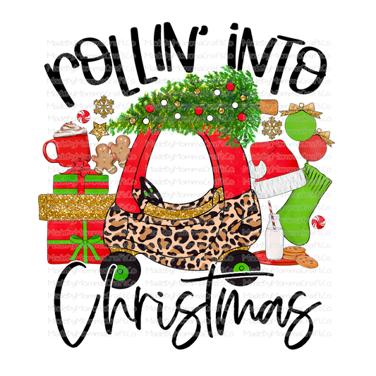 Rollin Into Christmas Kids Car Leopard - Cheat Clear Waterslide™ or White Cast Sticker