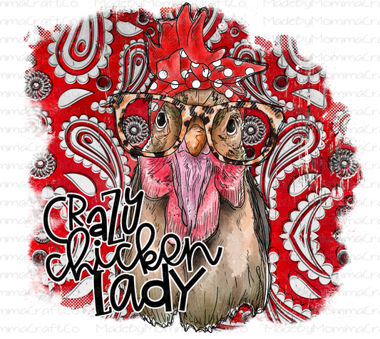 Crazy Chicken Lady Western Bandana Chicken - Cheat Clear Waterslide™ or White Cast Sticker