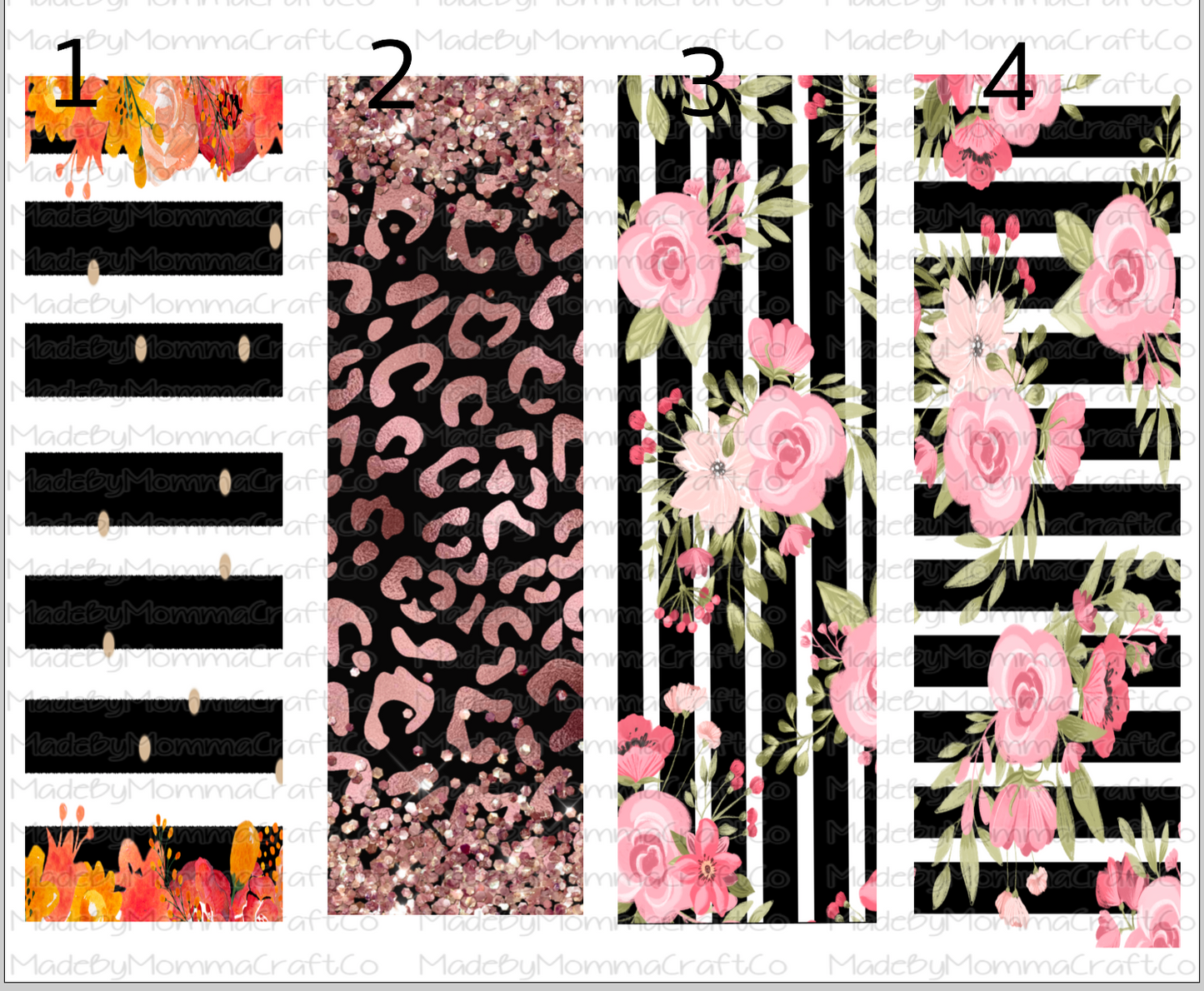 Floral Striped Pen Wraps - Printed Waterslide