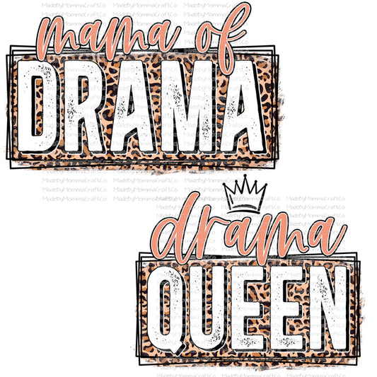 Mama Of Drama and Drama Queen Leopard Mama Mini Set - Cheat Clear Waterslide™ or Cheat Clear Sticker Decal