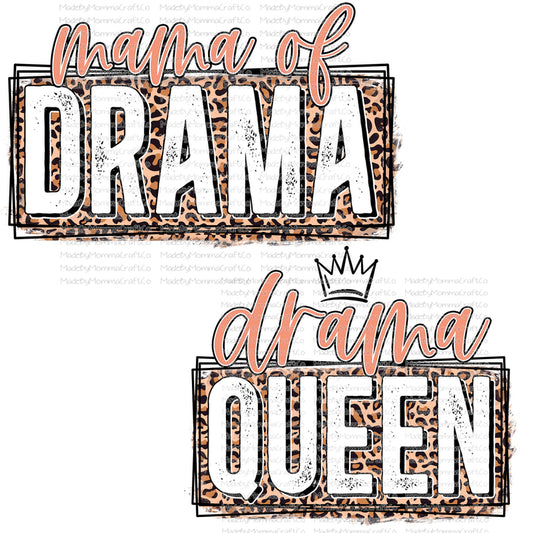 Mama Of Drama and Drama Queen Leopard Mama Mini Set - Cheat Clear Waterslide™ or White Cast Sticker