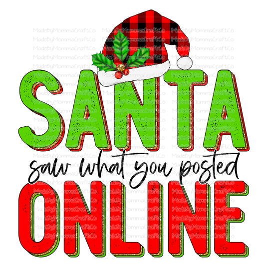 Santa Saw What You Posted Plaid - Christmas - Cheat Clear Waterslide™ or White Cast Sticker