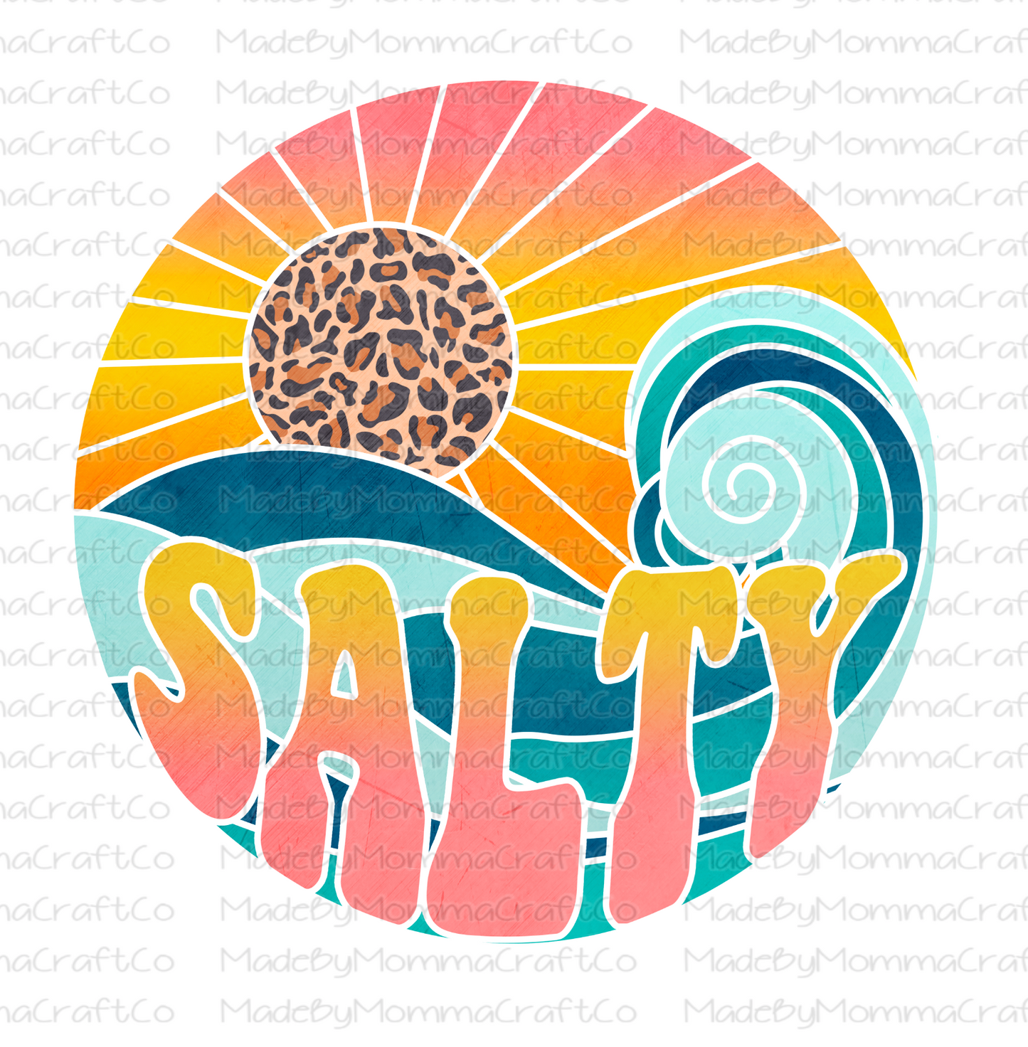 Retro Salty Beach Circle - Cheat Clear Waterslide™ or White Cast Sticker