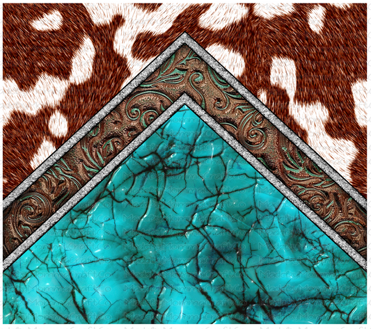 Turquois CowHide Sublimation Tumbler Wrap - Or Clear Waterslide Wrap