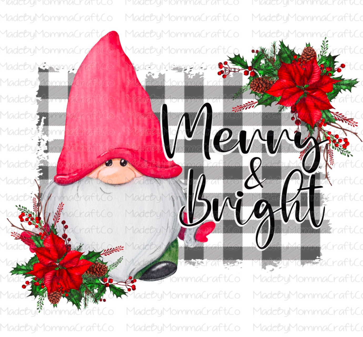 Merry and Bright Gnome -Cheat Clear Waterslide™ or White Cast Sticker