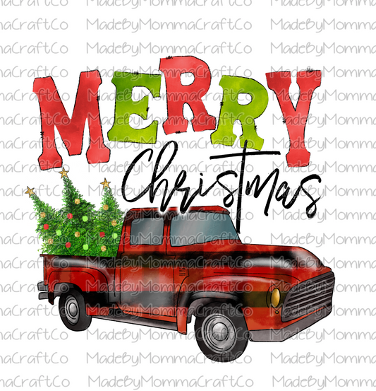 Plaid Merry Christmas Truck Cheat Clear Waterslide™ or White Cast Sticker