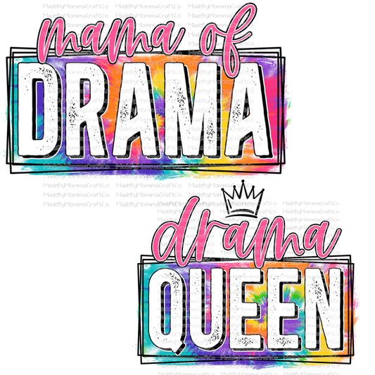 Mama Of Drama and Drama Queen Tie Dye Mama Mini Set - Cheat Clear Waterslide™ or Cheat Clear Sticker Decal