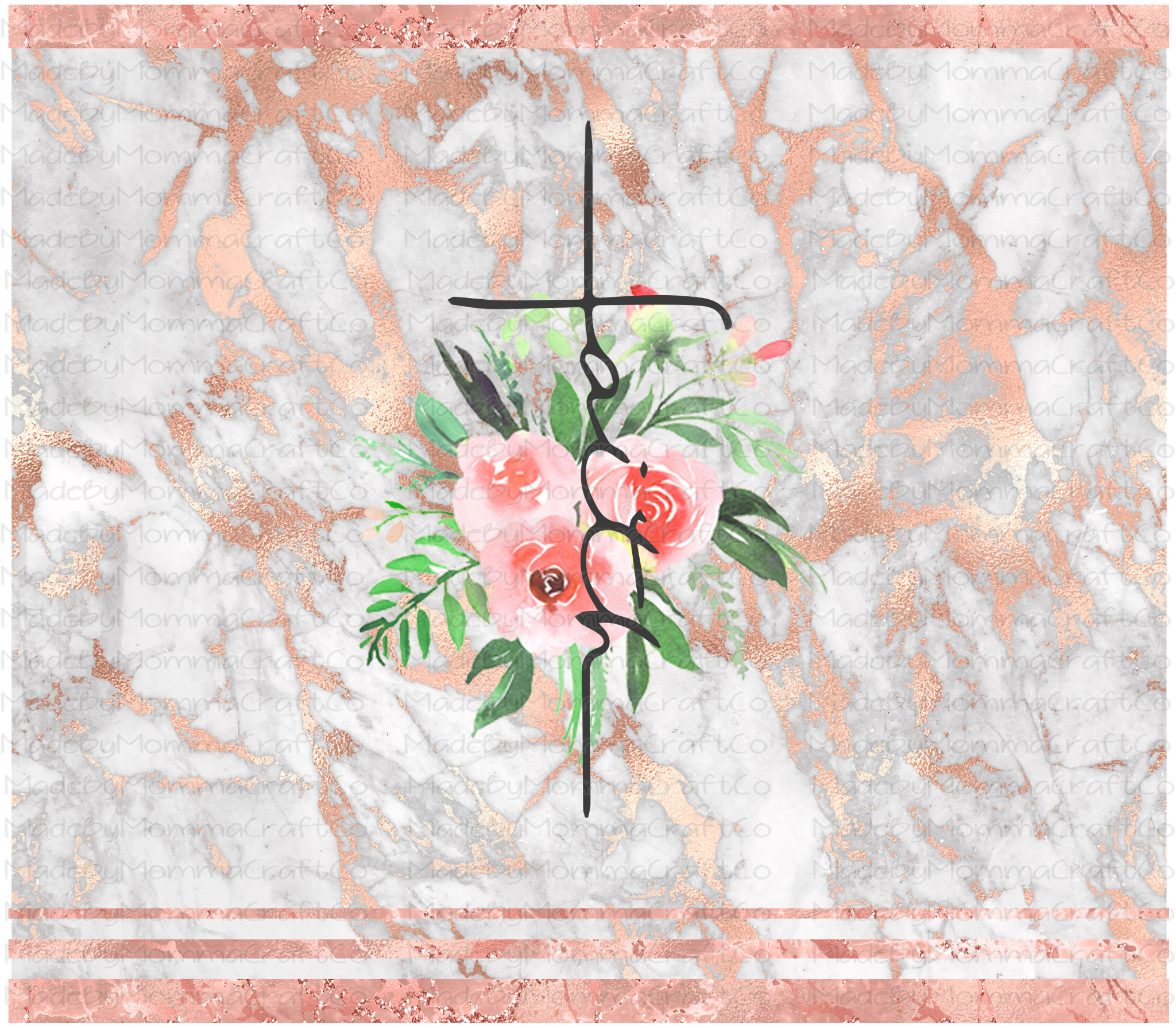 Pink Marble Cross Faith Sublimation Tumbler Wrap - Or Clear Waterslide Wrap