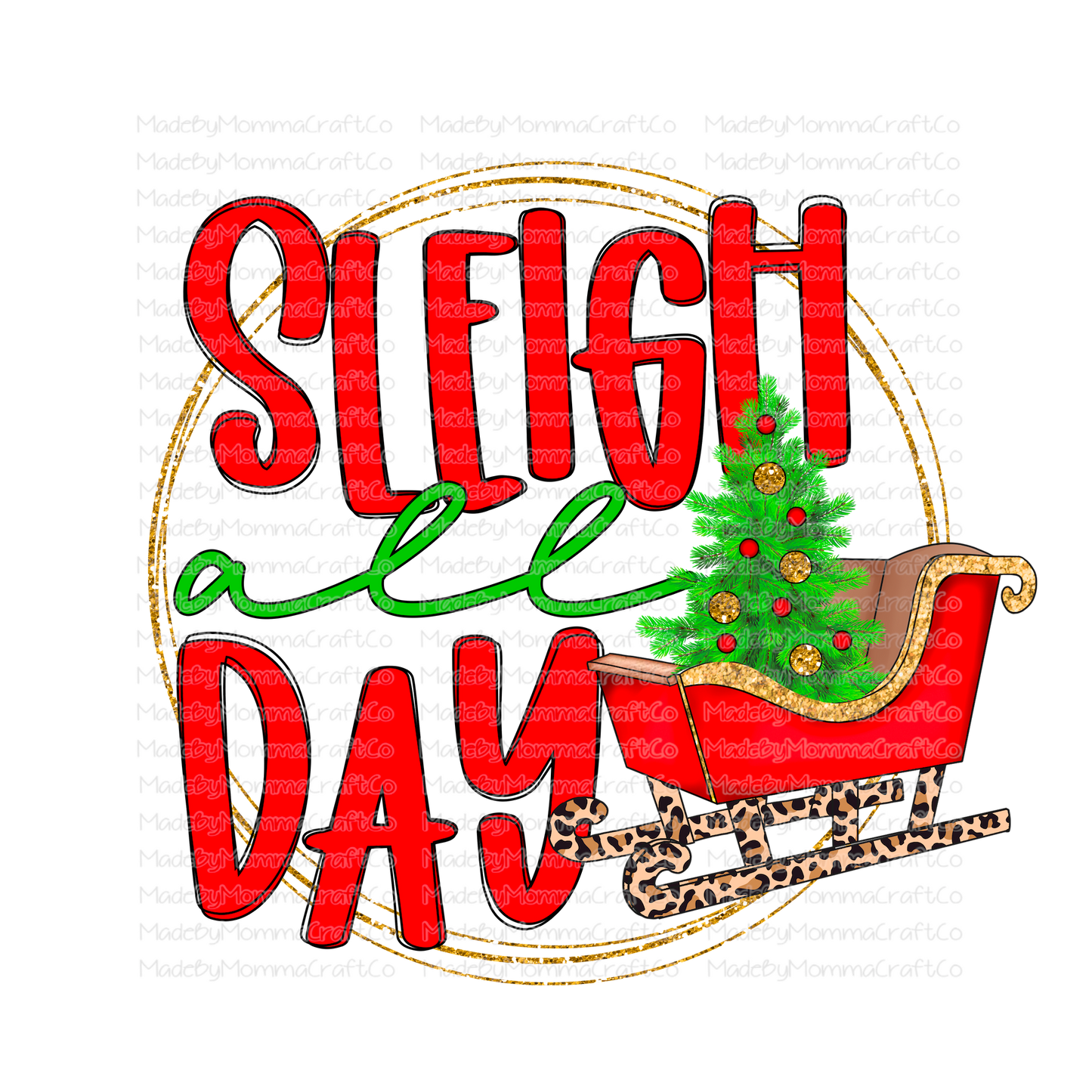 Sleigh All Day Red Leopard - Christmas - Cheat Clear Waterslide™ or White Cast Sticker