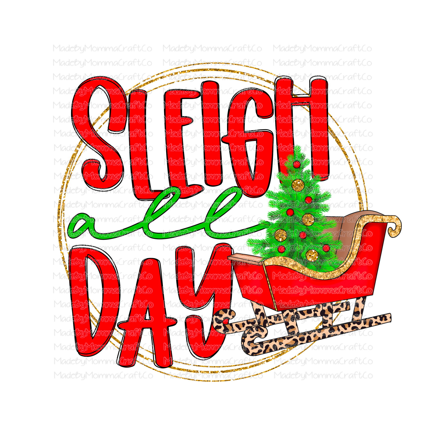Sleigh All Day Red Leopard - Christmas - Cheat Clear Waterslide™ or White Cast Sticker