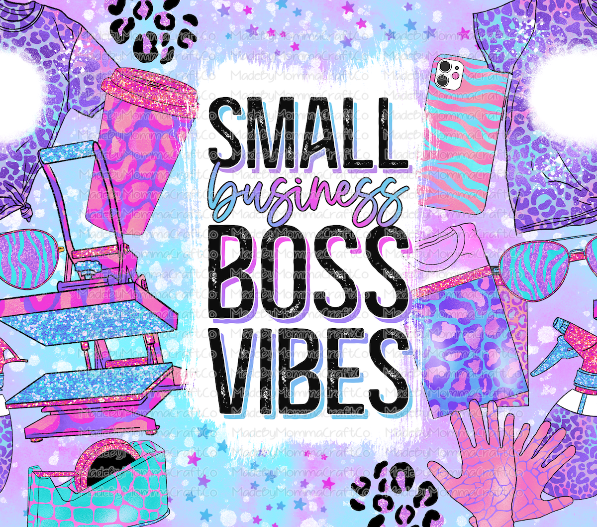 small biz boss vibes shirts neon Tumbler Wrap - Sublimation Or Clear Waterslide Wrap