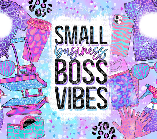 small biz boss vibes shirts neon Tumbler Wrap - Sublimation Or Clear Waterslide Wrap