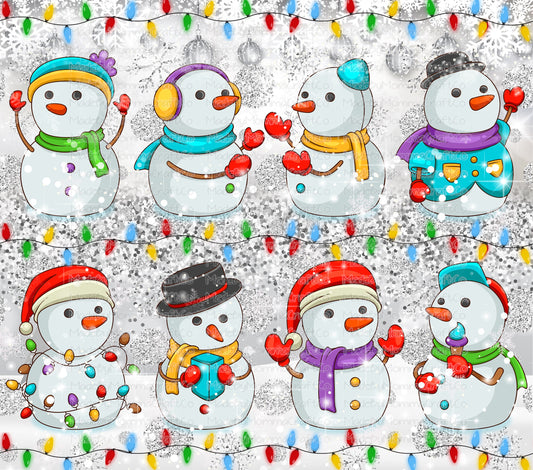 Snowman and Christmas Lights Tumbler Wrap - Sublimation Vinyl Or Waterslide Wrap