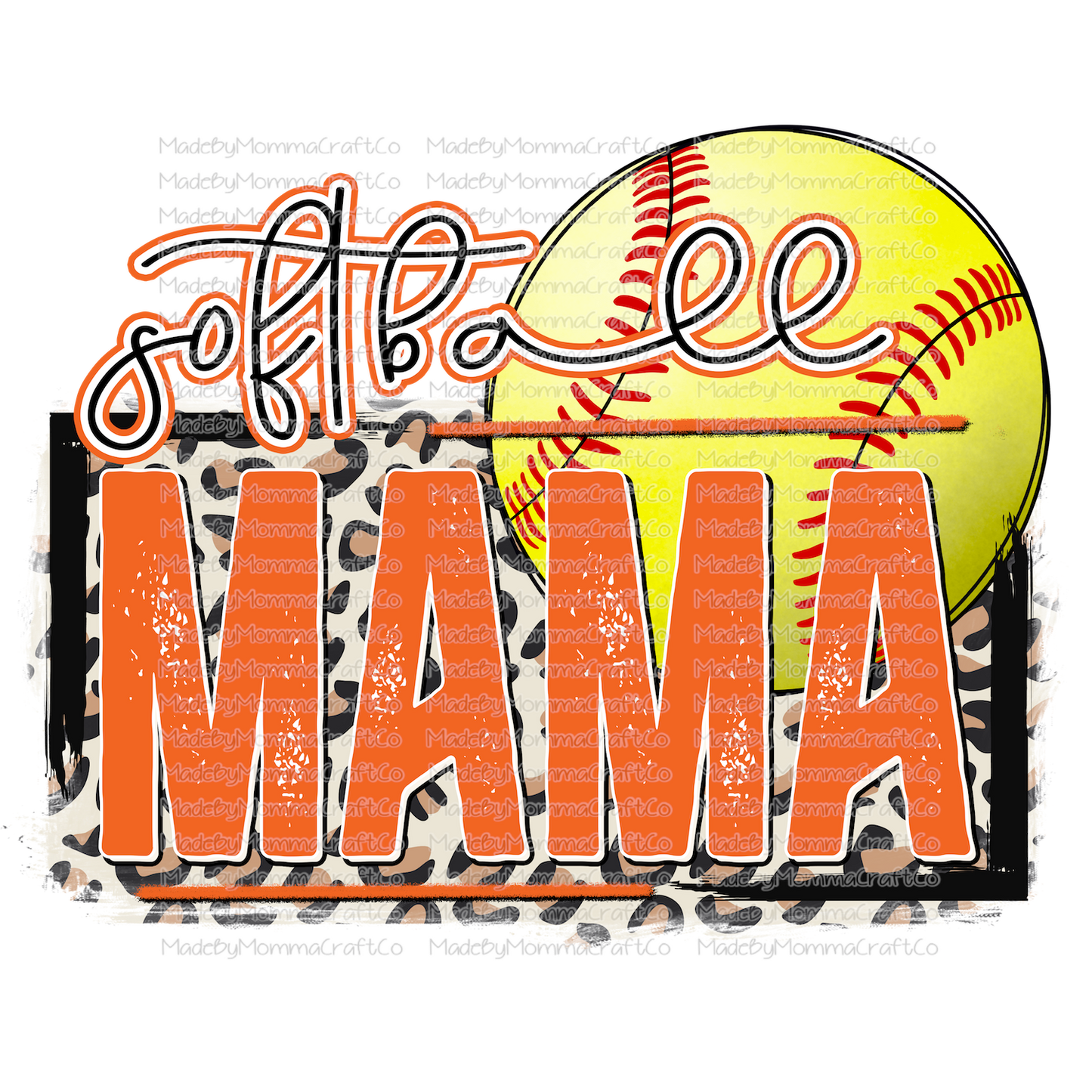 Softball Mama Orange - Cheat Clear Waterslide™ or White Cast Sticker