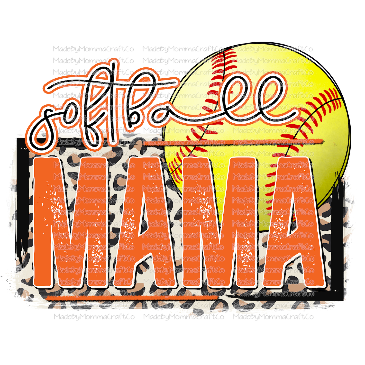 Softball Mama Orange - Cheat Clear Waterslide™ or White Cast Sticker