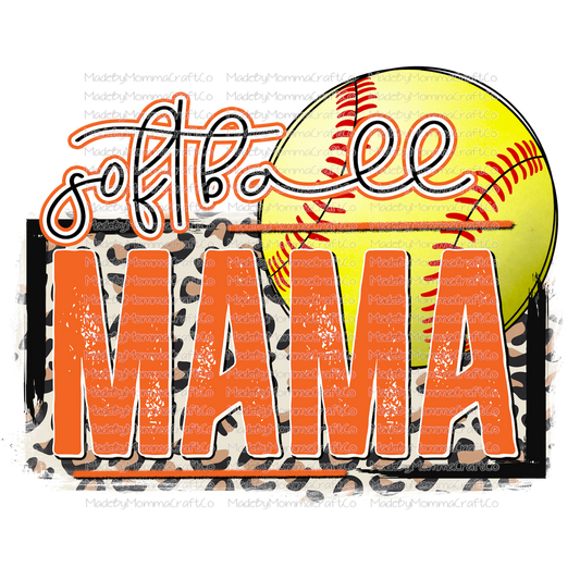 Softball Mama Orange - Cheat Clear Waterslide™ or White Cast Sticker