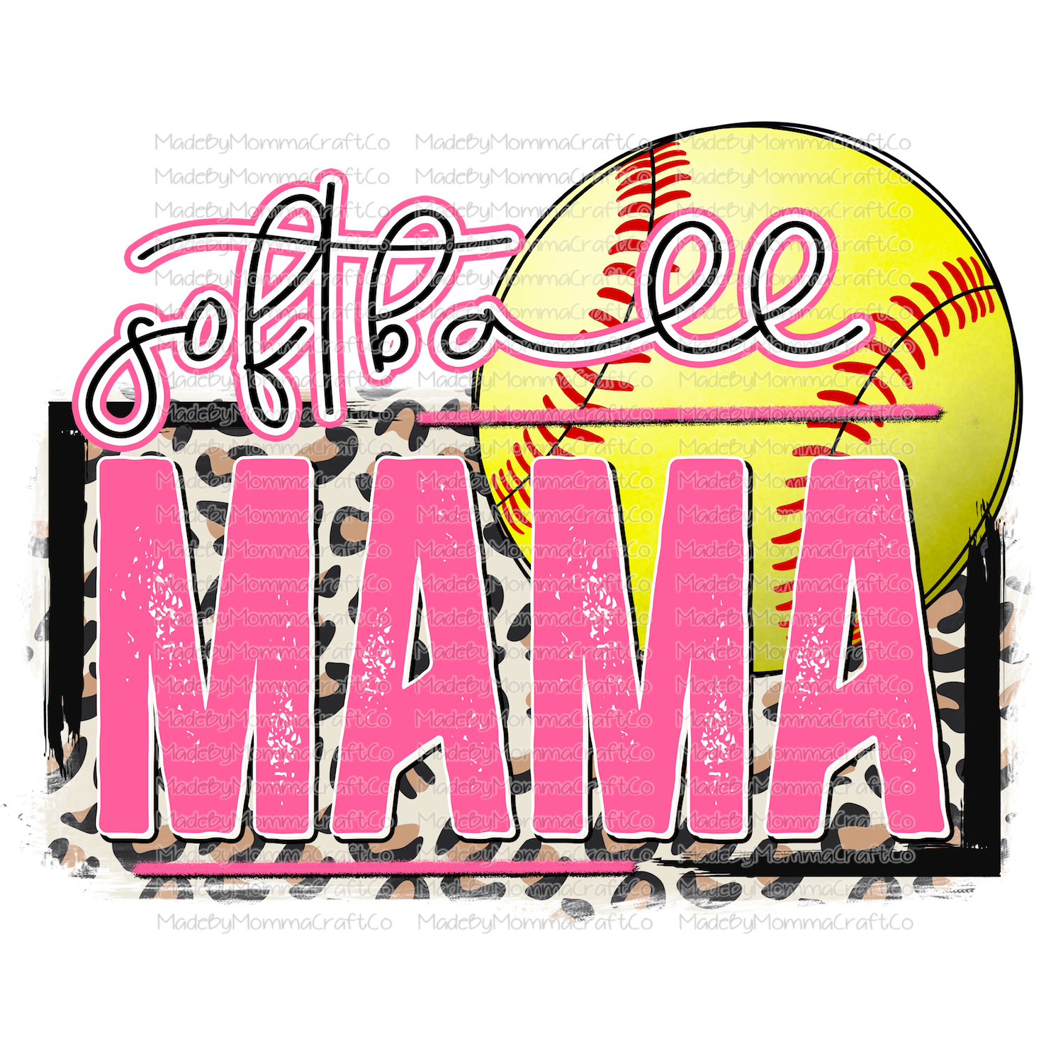 Softball Mama Pink - Cheat Clear Waterslide™ or White Cast Sticker
