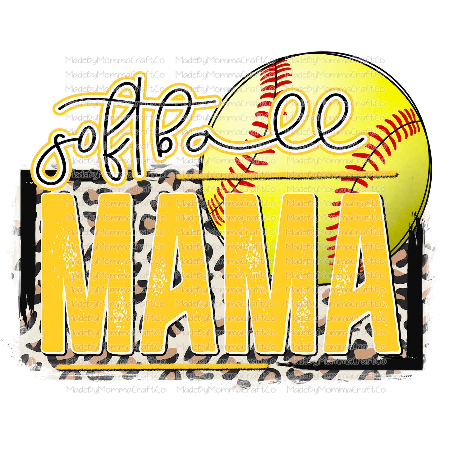 Softball Mama Yellow - Cheat Clear Waterslide™ or White Cast Sticker