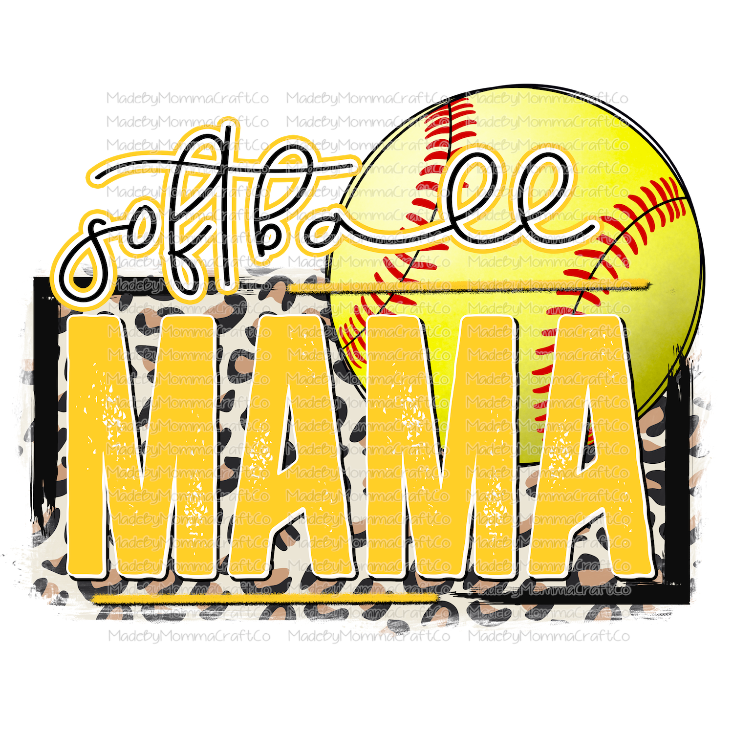 Softball Mama Yellow - Cheat Clear Waterslide™ or White Cast Sticker