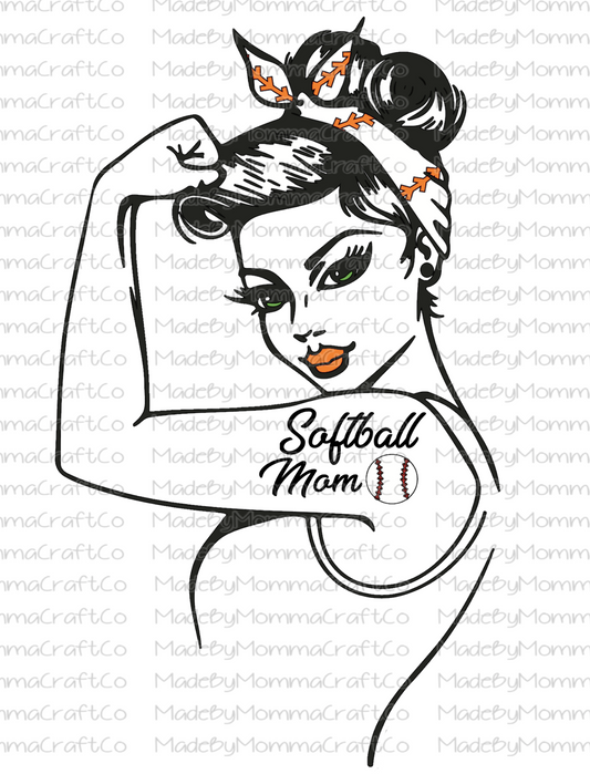 Softball Mom Rosie-Cheat Clear Waterslide™ or White Cast Sticker