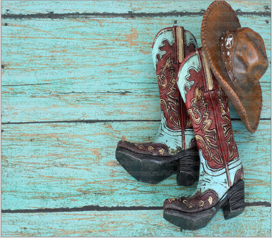 Western Boots Turquois Sublimation or Waterslide Wrap + Pen Wrap Set