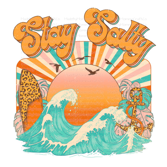 Stay Salty Leopard Retro Summertime - Cheat Clear Waterslide™ or White Cast Sticker