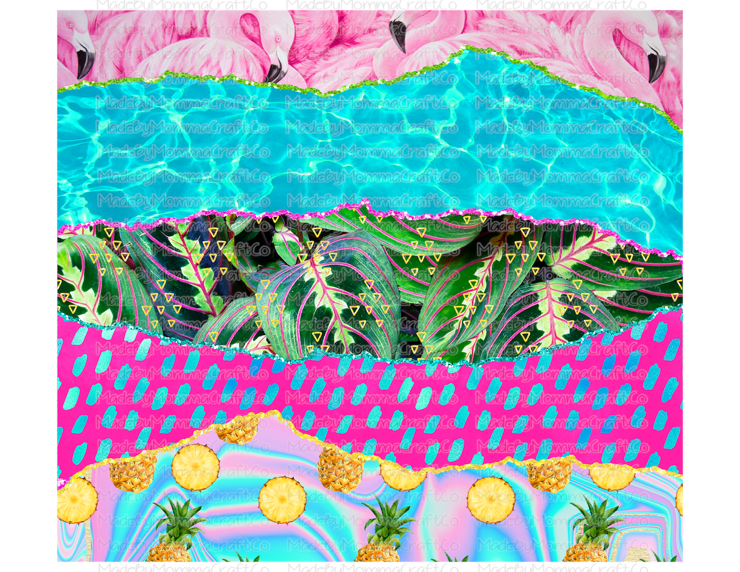 Summer Pool Stack Tumbler Wrap - Sublimation Or Clear Waterslide Wrap