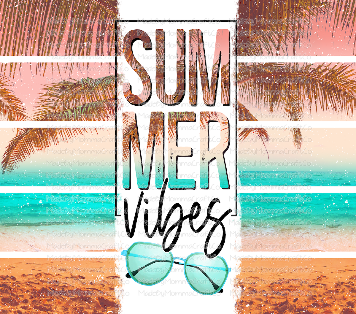 summer vibes beach Tumbler Wrap - Sublimation Or Clear Waterslide Wrap