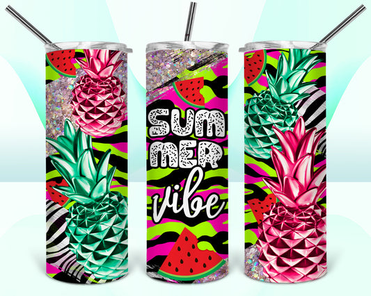 Summer Vibe Pineapple Sublimation Tumbler Wrap - Or Clear Waterslide Wrap