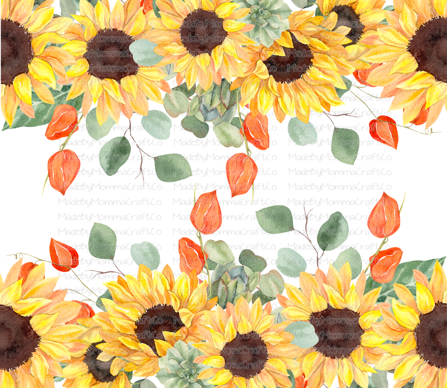 Large Sunflowers Sublimation Tumbler Wrap - Or Clear Waterslide Wrap