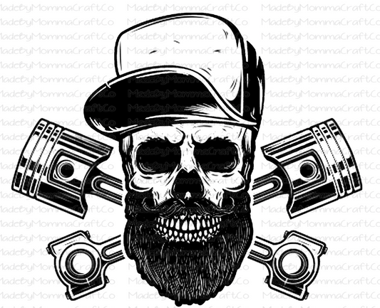 Man Mechanic Skull -Cheat Clear Waterslide™ or White Cast Sticker