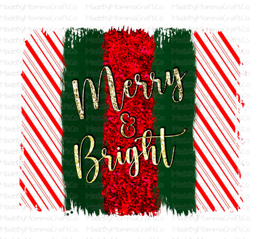 Merry and Bright Christmas Brush Strokes -Cheat Clear Waterslide™ or White Cast Sticker