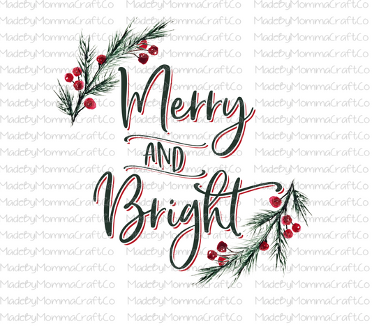 Merry and Bright Christmas -Cheat Clear Waterslide™ or White Cast Sticker