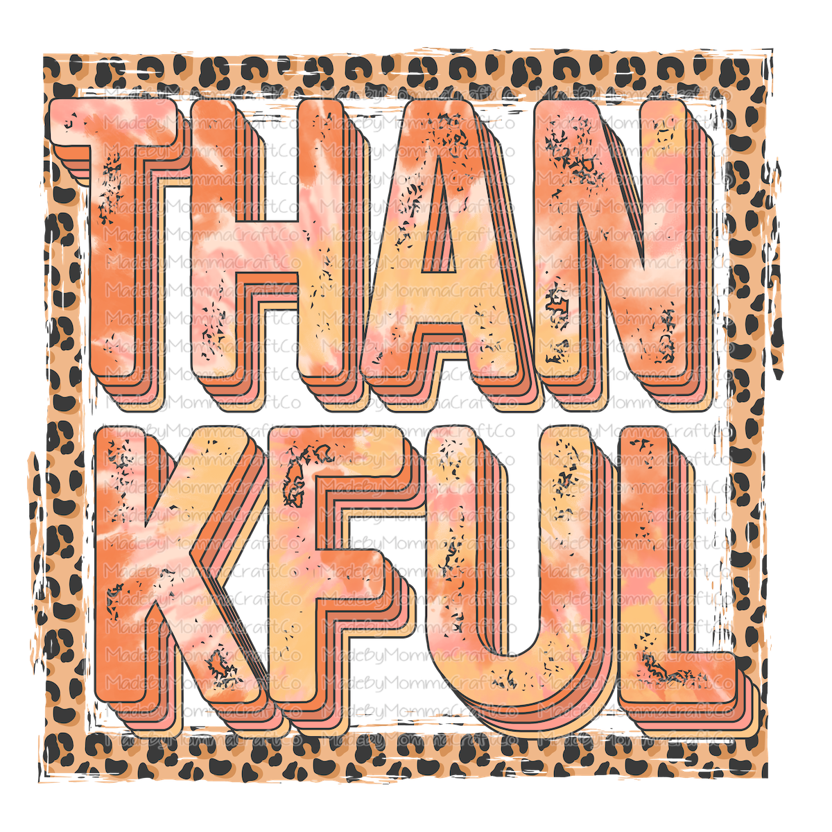 Thankful tie dye leopard square Fall -Cheat Clear Waterslide™ or White Cast Sticker