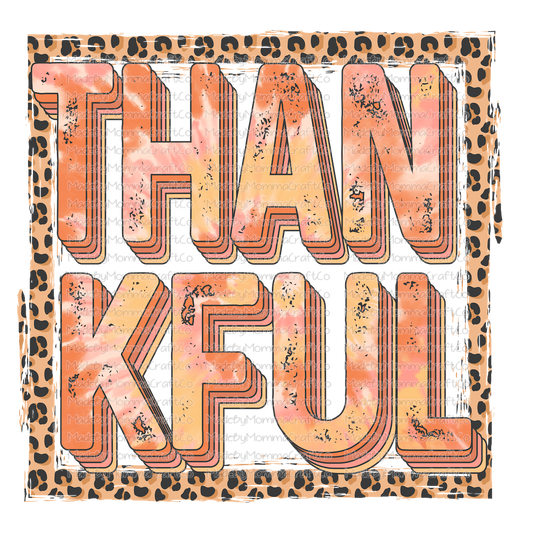 Thankful tie dye leopard square Fall -Cheat Clear Waterslide™ or White Cast Sticker