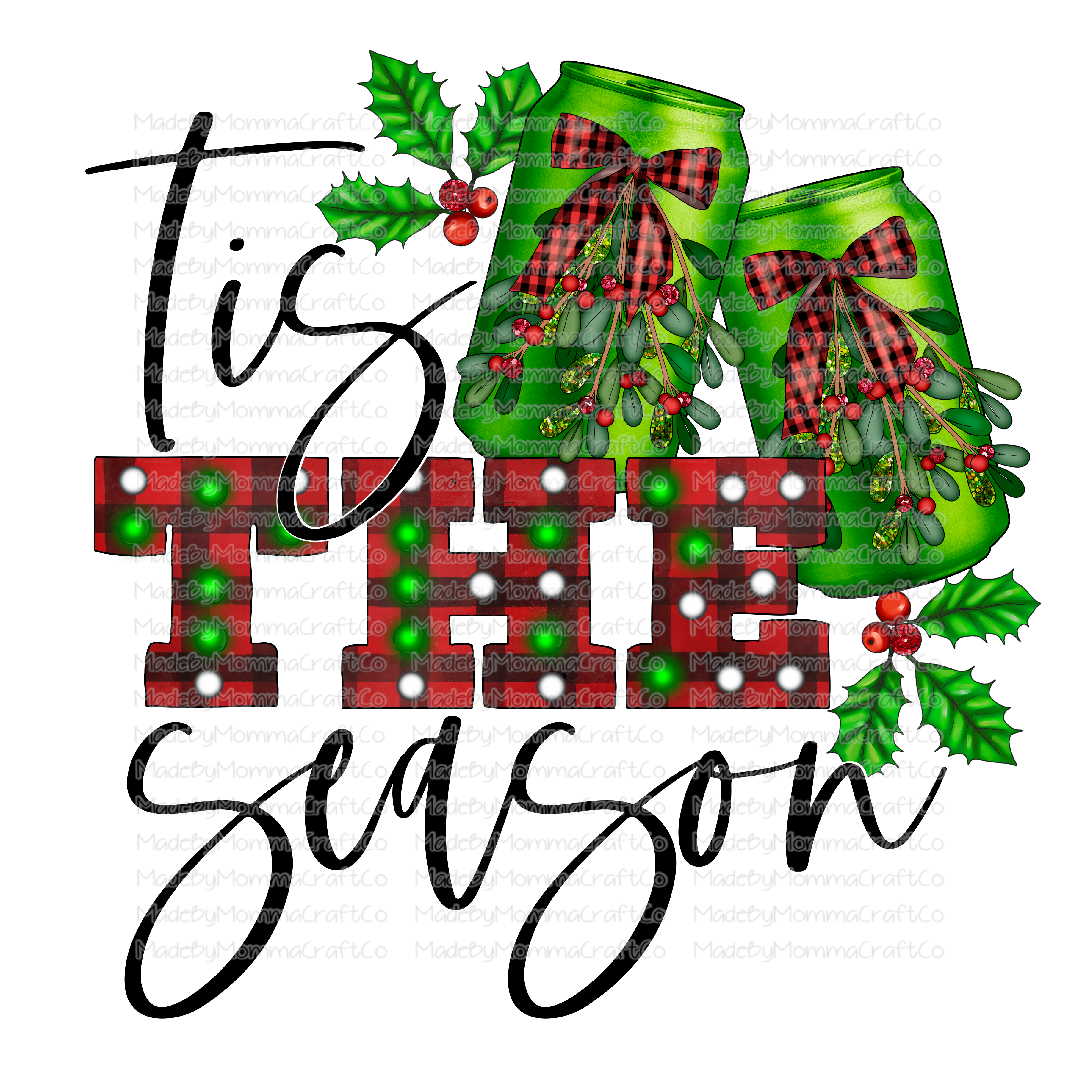 Tis The Season Beer Plaid - Christmas - Cheat Clear Waterslide™ or White Cast Sticker