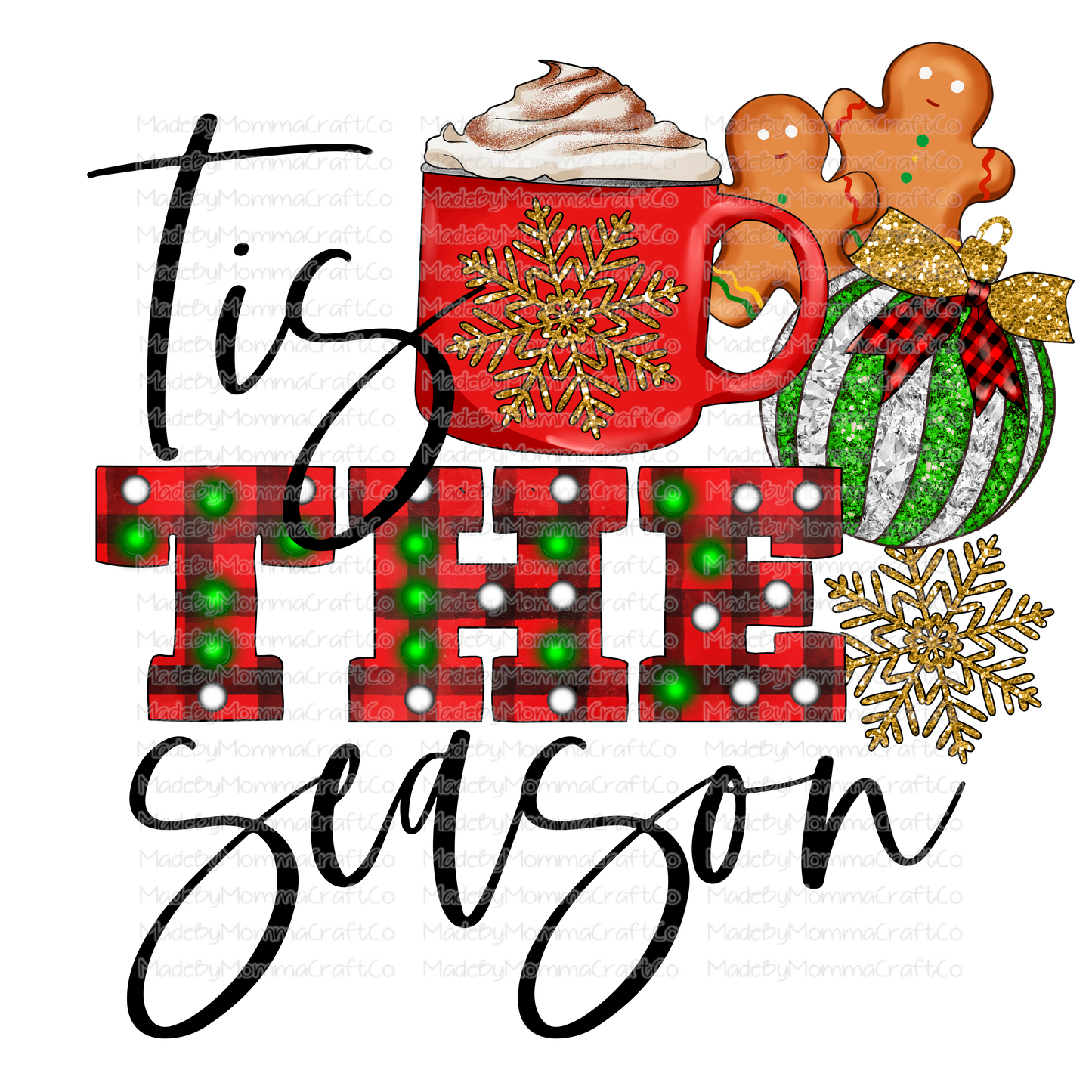 Tis The Season Cocoa Plaid - Christmas - Cheat Clear Waterslide™ or White Cast Sticker