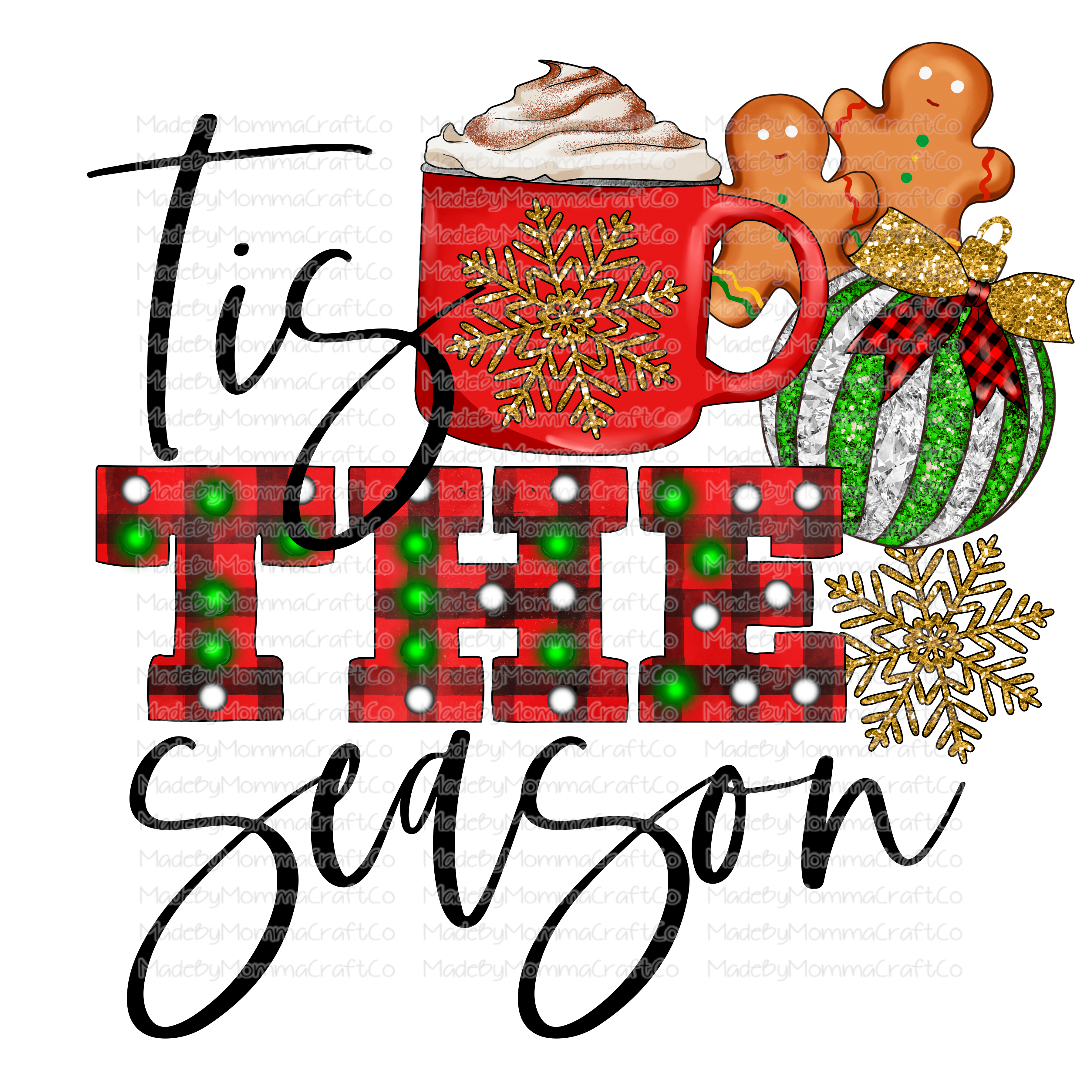 Tis The Season Cocoa Plaid - Christmas - Cheat Clear Waterslide™ or White Cast Sticker