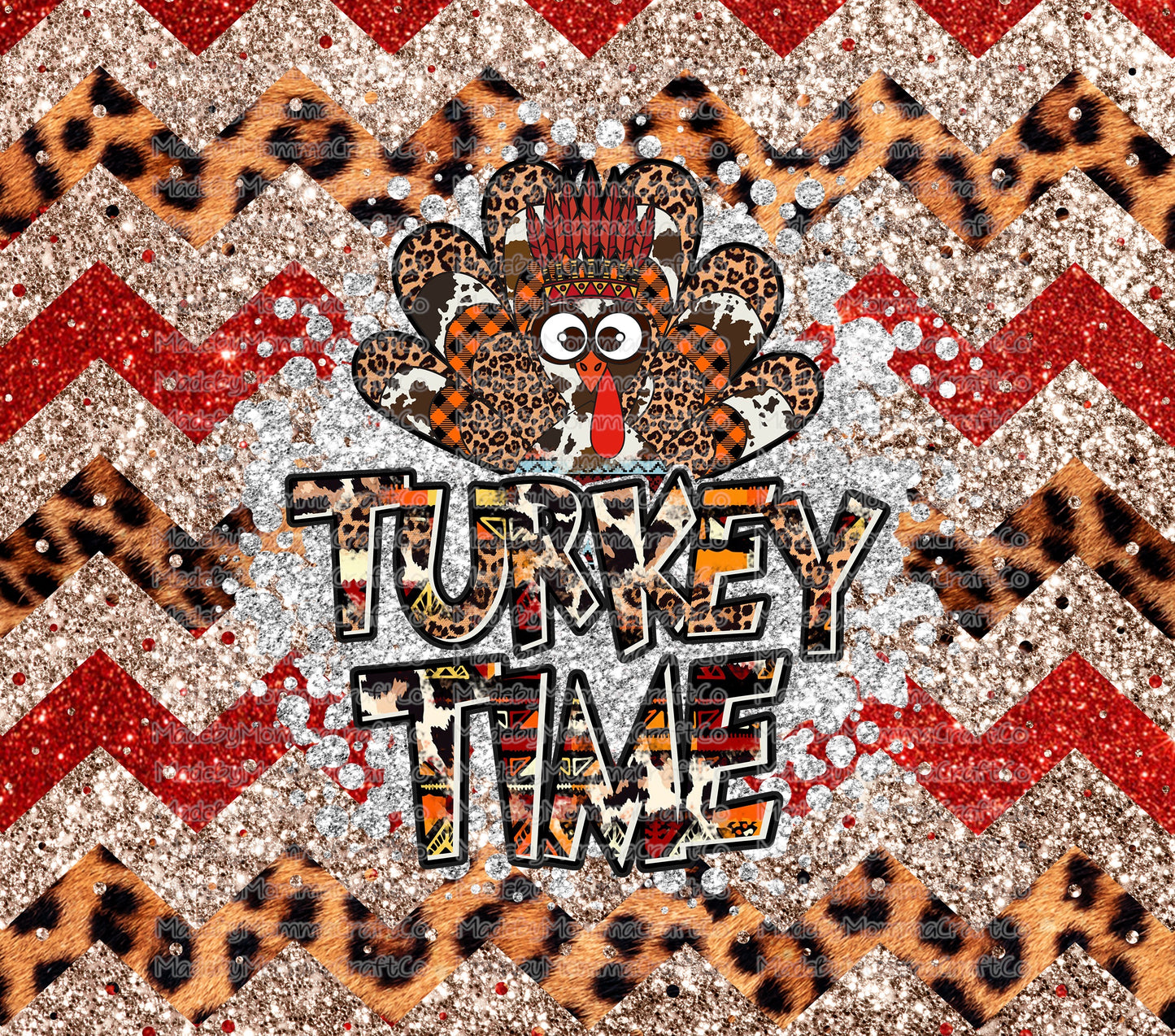 Turkey Time Fall Tumbler Wrap - Sublimation Vinyl Or Waterslide Wrap