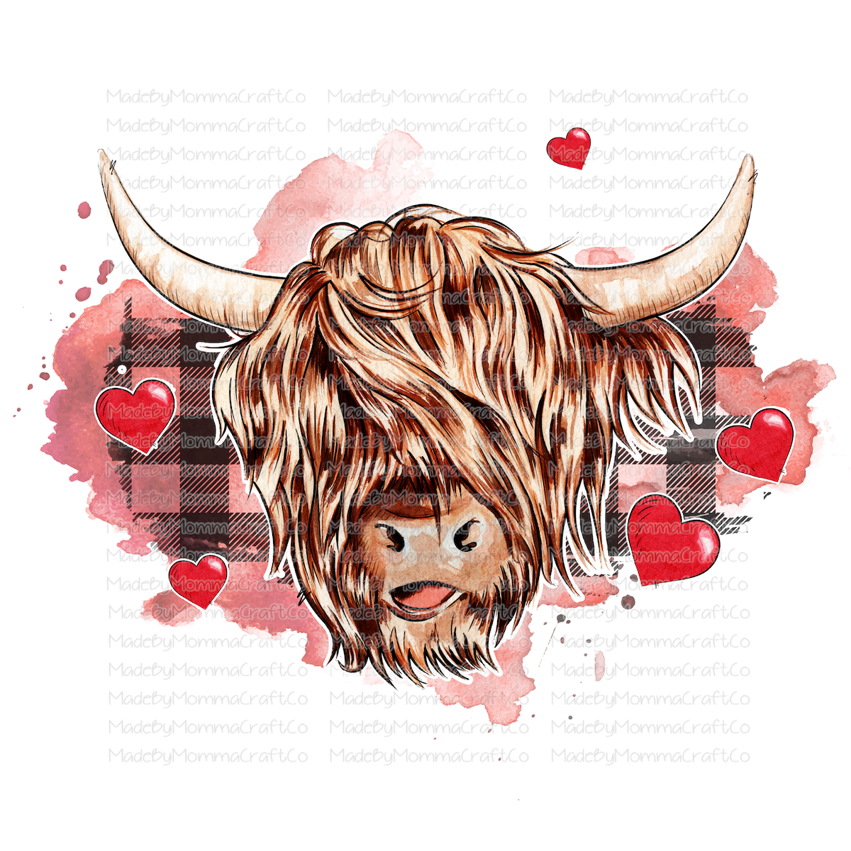 Hightland Cow Valentines Day - Cheat Clear Waterslide™ or White Cast Sticker