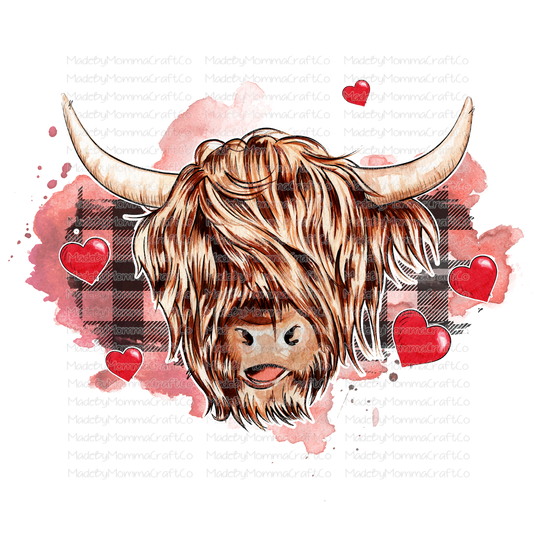 Hightland Cow Valentines Day - Cheat Clear Waterslide™ or White Cast Sticker