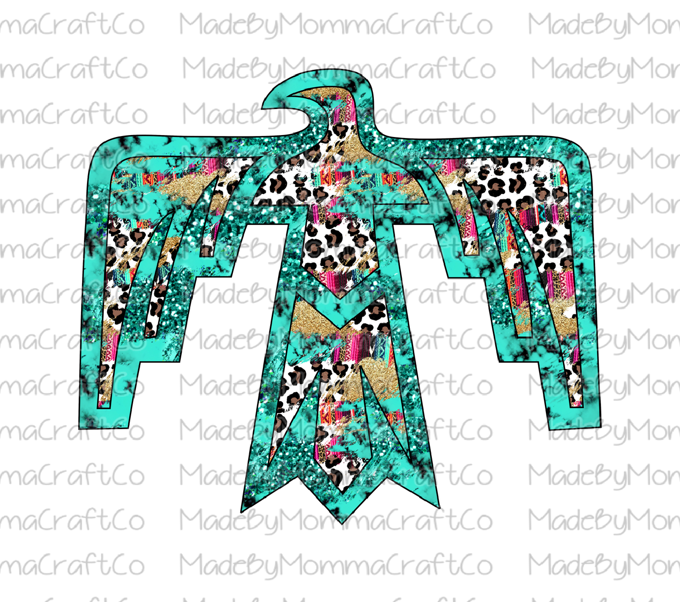 Pink and Turquois Free Bird Cheat Clear Waterslide™ or White Cast Sticker