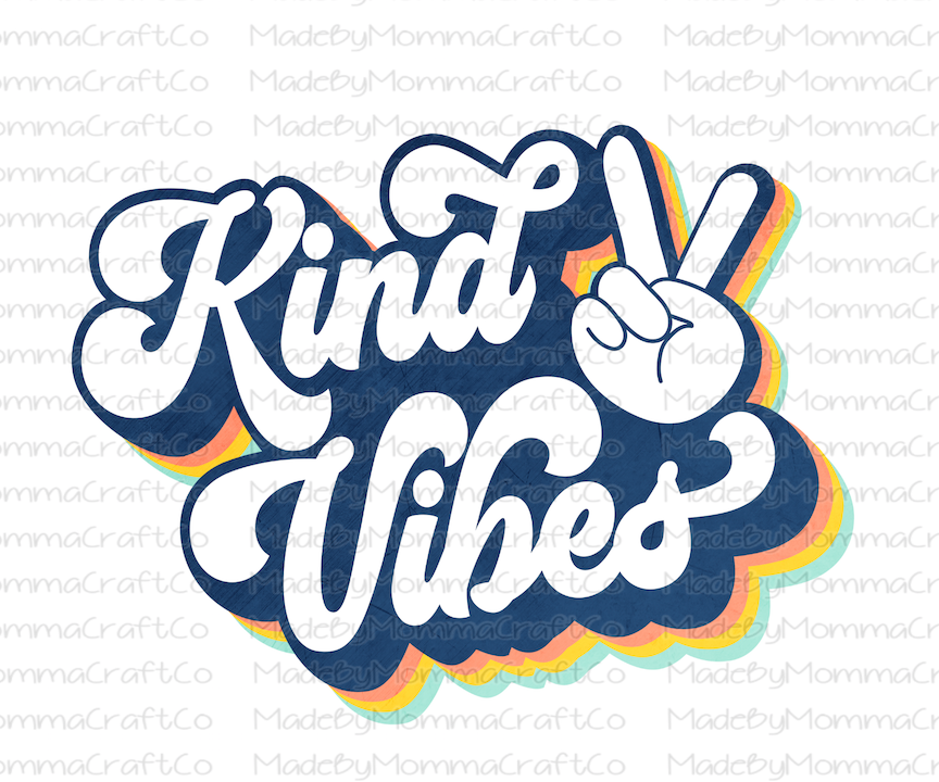 Retro Peace Kind Vibes Blue - Cheat Clear Waterslide™ or White Cast Sticker