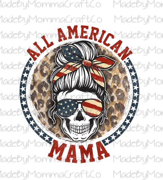 Messy Bun All American Mama - Cheat Clear Waterslide™ or White Cast Sticker