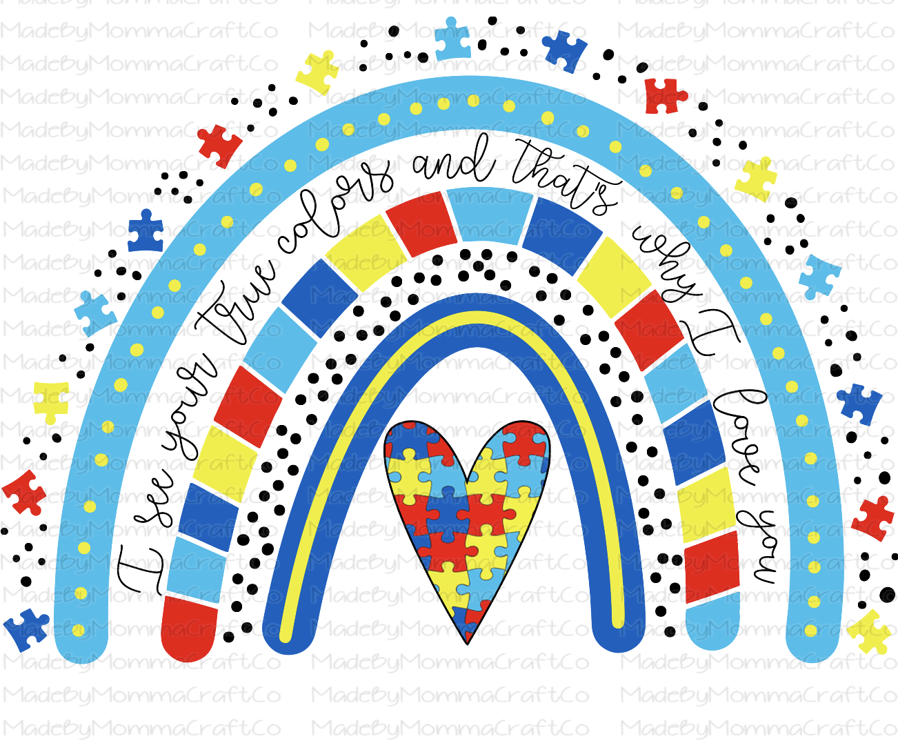 True Colors Autism Rainbow -Cheat Clear Waterslide™ or White Cast Sticker