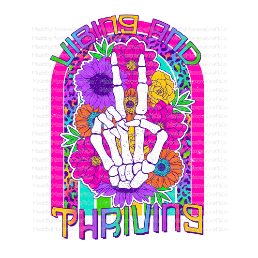 Vibing and Thriving Bright Retro Peace Sign -Cheat Clear Waterslide™ or White Cast Sticker